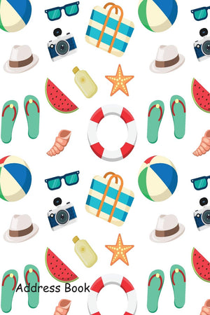 Address Book: Include Alphabetical Index With Summer pattern with beach cover,Used
