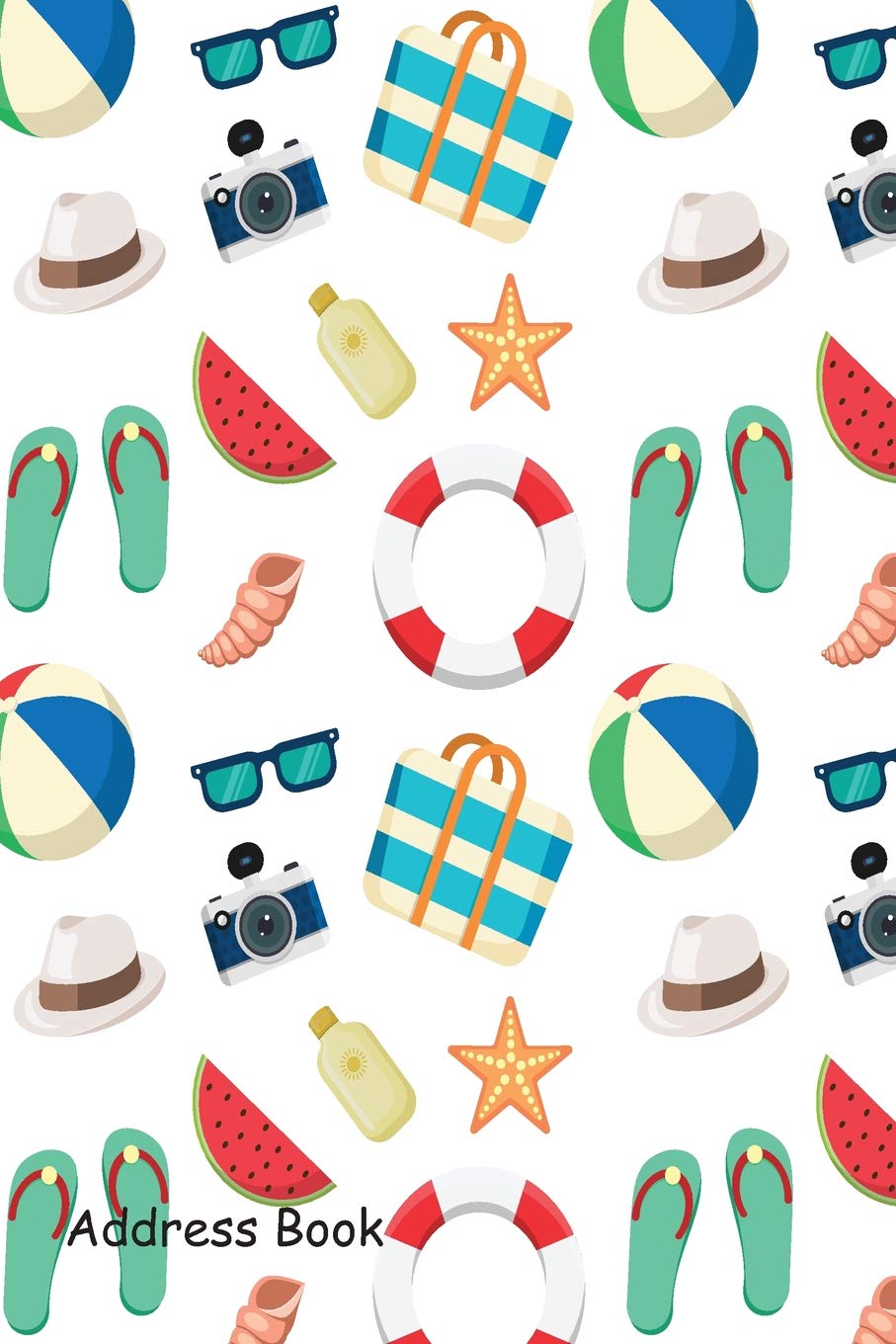 Address Book: Include Alphabetical Index With Summer pattern with beach cover,Used