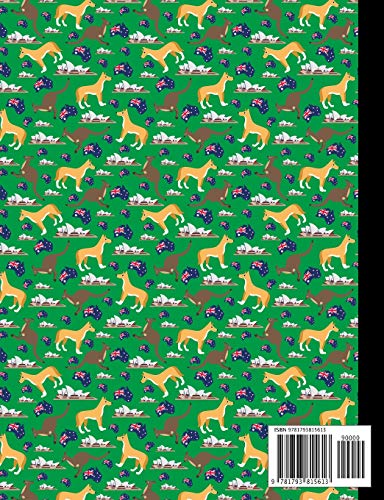 Composition Notebook: Green Australian Icons Wide Ruled Book,Used