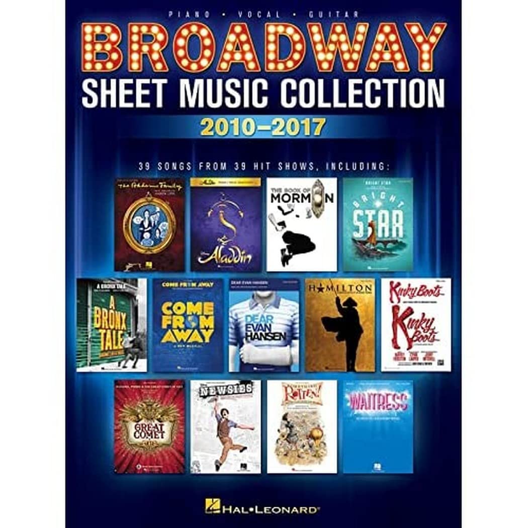 Broadway Sheet Music Collection  20102017  Piano/Vocal/Guitar Songbook  39 Songs from Hamilton, Aladdin, Dear Evan Hansen and ,Used