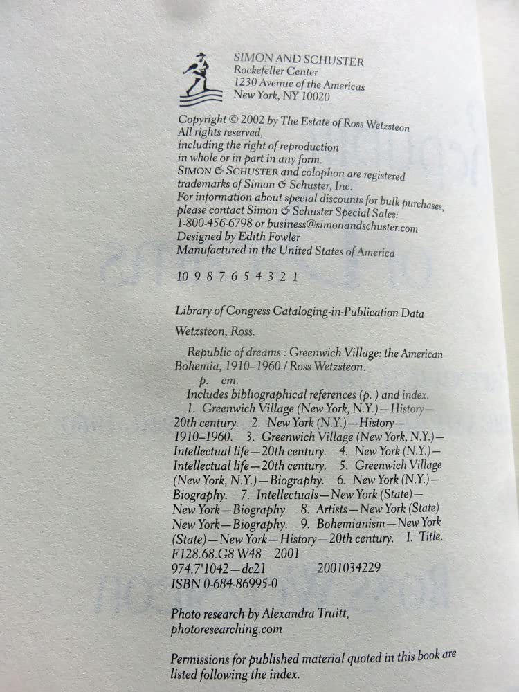 Republic of Dreams : Greenwich Village: The American Bohemia, 19101960,New