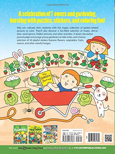 Color & Garden Activity Book with 50 Stickers! (Dover Children's Activity Books),Used