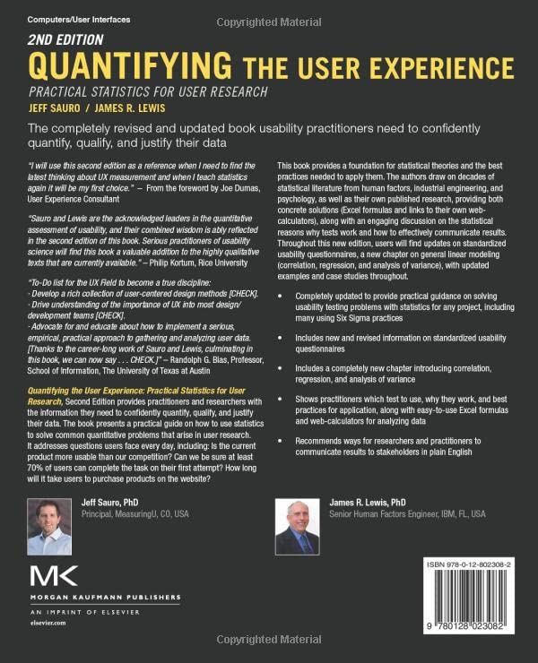 Quantifying The User Experience: Practical Statistics For User Research,New