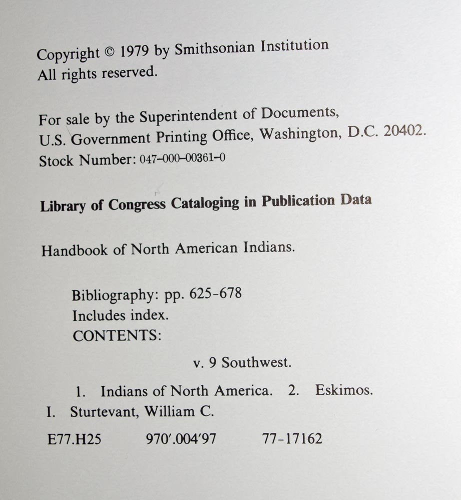 Handbook of North American Indians: Southwest,Used