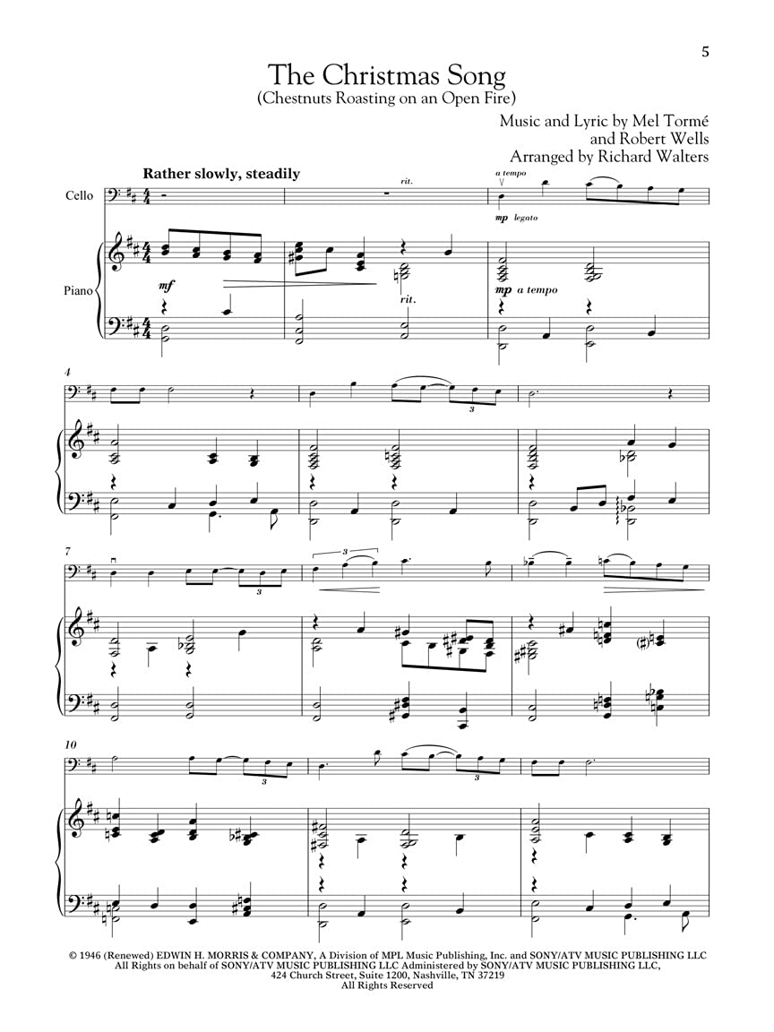Christmas Songs for Classical Players  Cello and Piano Book/Online Audio,Used