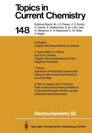 Electrochemistry III (Topics in Current Chemistry, 148),Used