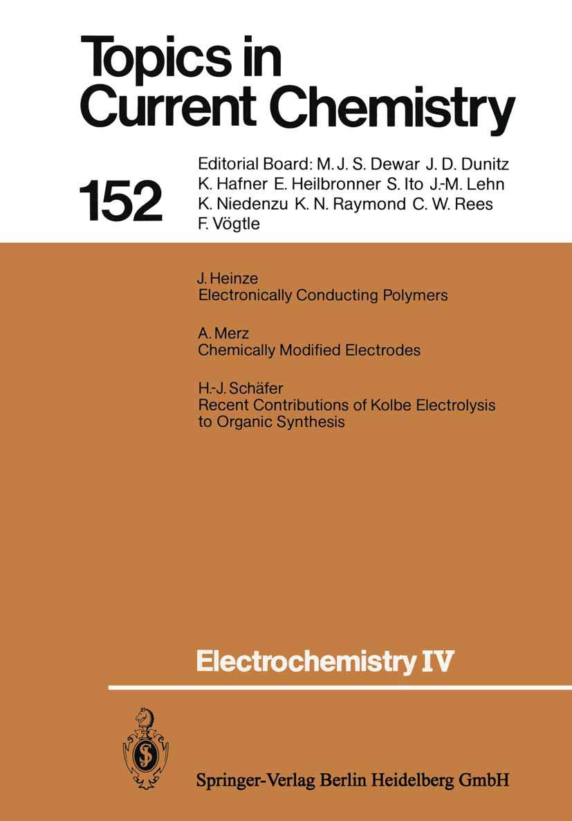Electrochemistry IV (Topics in Current Chemistry, 152),Used
