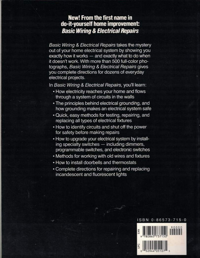 Basic Wiring & Electric Repair (Black & Decker Home Improvement Library),New