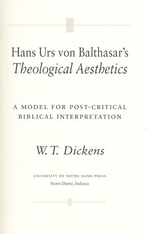 Hans Urs Von Balthasars Theological Aest,Used