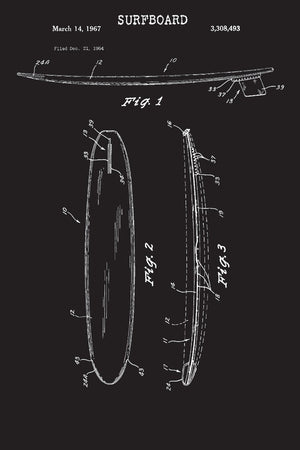 Surfboard: Journal  Vintage Surf Board Blueprint Surfer Log (Blank Lined Notebook)-new
