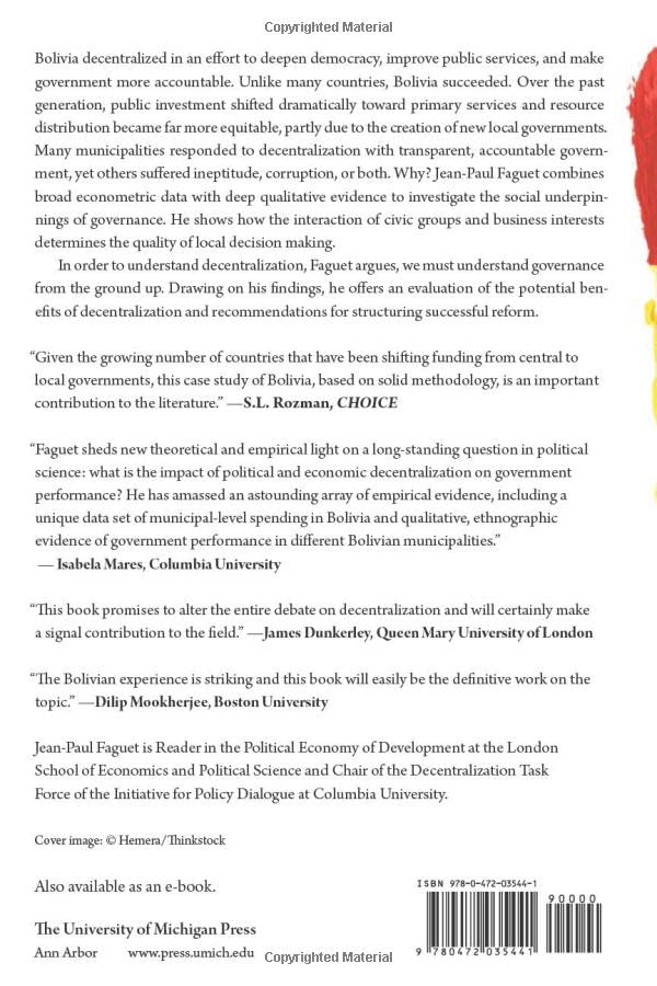 Decentralization and Popular Democracy: Governance from Below in Bolivia,Used