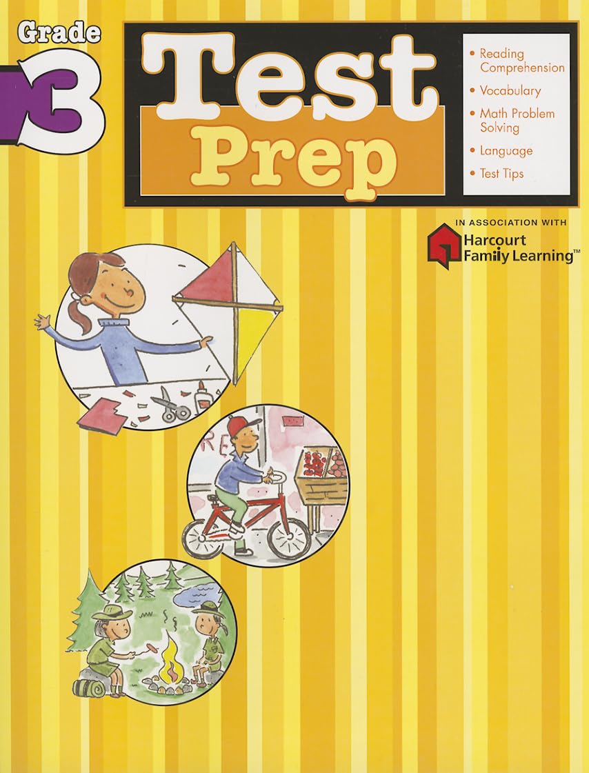 Test Prep: Grade 3 (Flash Kids Harcourt Family Learning),Used