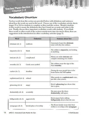Number the Stars: An Instructional Guide for Literature  Novel Study Guide for Elementary School Literature with Close Reading ,Used