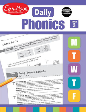EvanMoor Daily Phonics, Grade 3, Homeschooling & Classroom Resource Workbook. Phonemic Awareness, Decoding, WordStudy, Teachin,Used