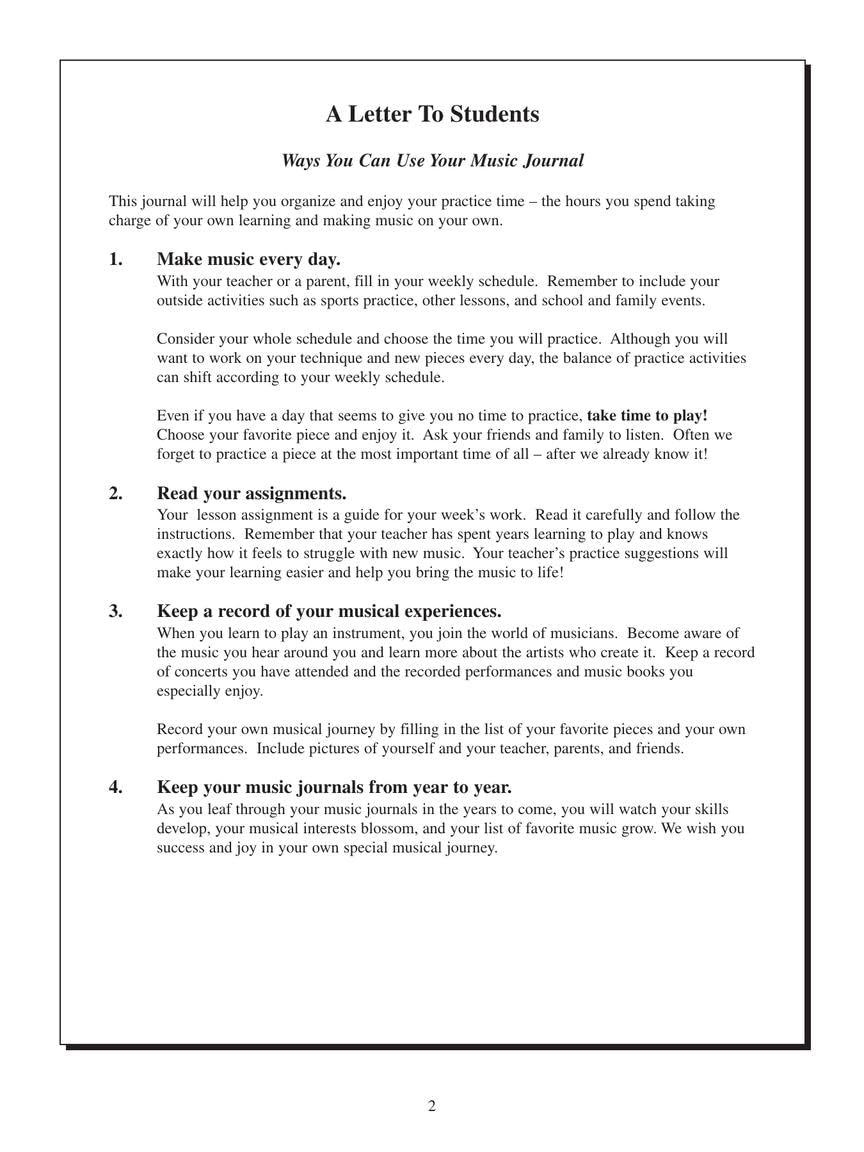 My Music Journal  Student Assignment Book  Practice Planner with Staff Paper, Lesson Pages and Music History  Hal Leonard Piano,Used