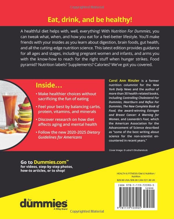 For Dummies Nutrition Book - Essential Guide to Healthy Eating and Lifestyle Choices