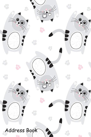 Address Book: For Contacts, Addresses, Phone, Email, Note,Emergency Contacts,Alphabetical Index With Cute Gray Cats Pattern,Used