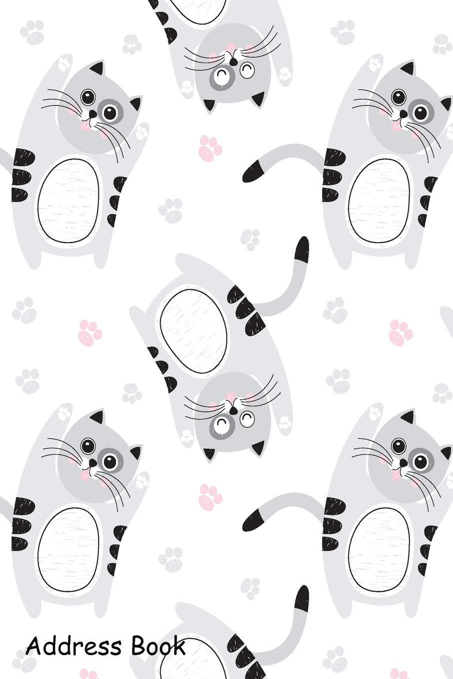 Address Book: For Contacts, Addresses, Phone, Email, Note,Emergency Contacts,Alphabetical Index With Cute Gray Cats Pattern,Used