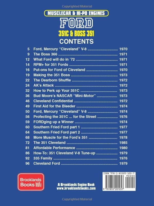Ford 351C & Boss 351: Engine Book (Musclecar and HiPo Engine Series),Used