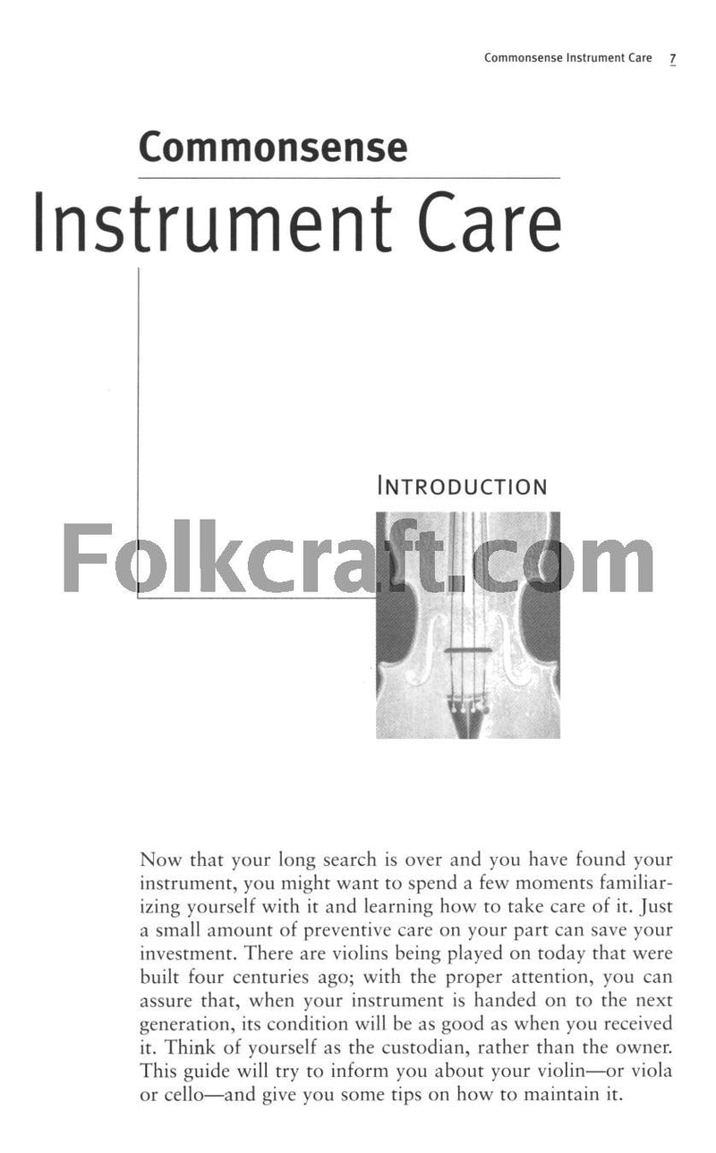 Commonsense Instrument Care: How to Look After Your Violin, Viola or Cello, and Bow,Used