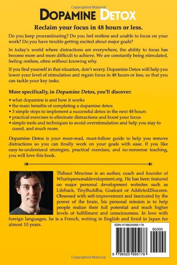 Dopamine Detox: A Short Guide to Remove Distractions and Get Your Brain to Do Hard Things (Productivity Series),Used