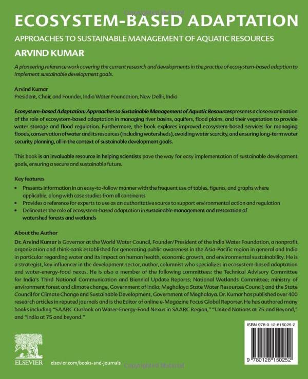 EcosystemBased Adaptation: Approaches to Sustainable Management of Aquatic Resources,Used