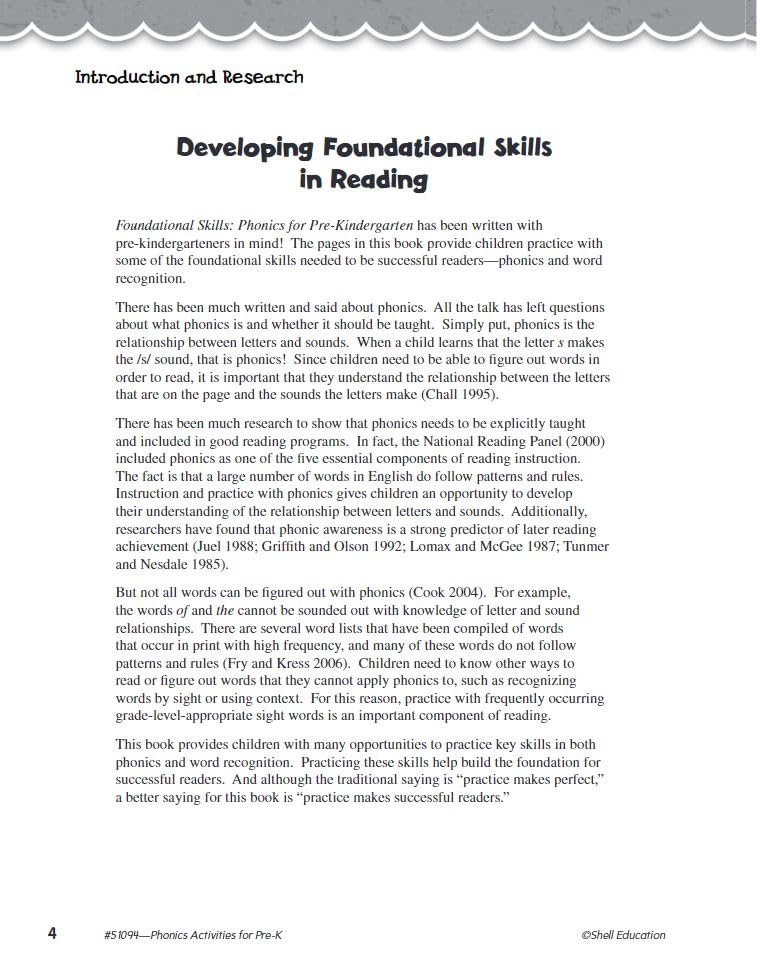 Foundational Skills: Phonics for PreKindergarten,Used