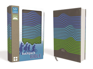 NIV, Backpack Bible, Compact, Leathersoft, Charcoal/Stripes,Used