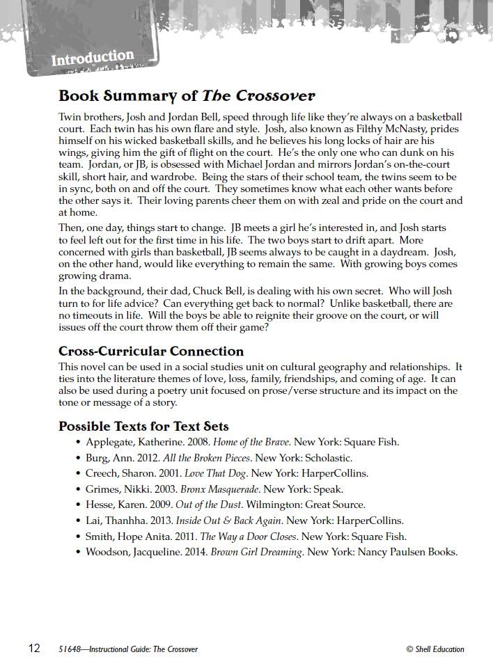 The Crossover: An Instructional Guide for Literature  Novel Study Guide for 4th8th Grade Literature with Close Reading and Wri,Used
