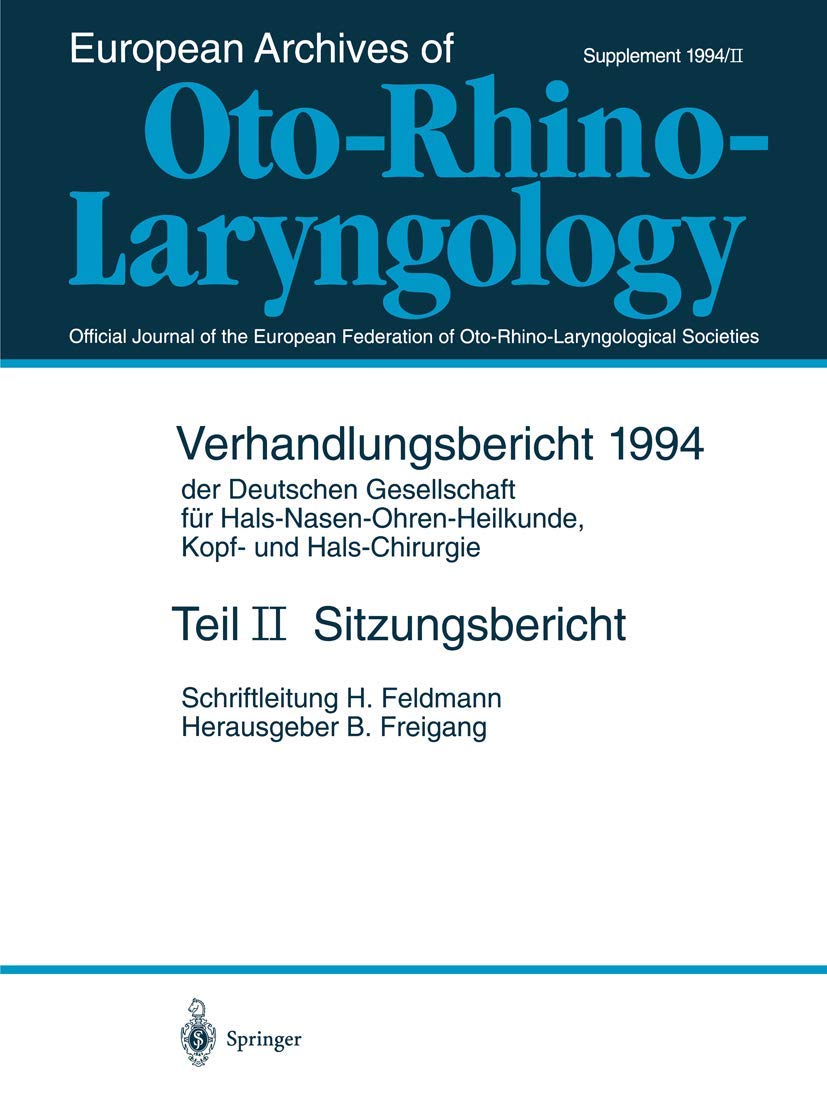 Sitzungsbericht (Verhandlungsbericht der Deutschen Gesellschaft fr HalsNasenOhrenHeilkunde, Kopf und HalsChirurgie, 1994 / ,Used