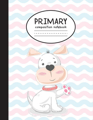 Primary Composition Notebook: Cute Puppy Dog  Story Space and Dashed Mid Line For Kids Grade K2  Notebook For Kids,Used