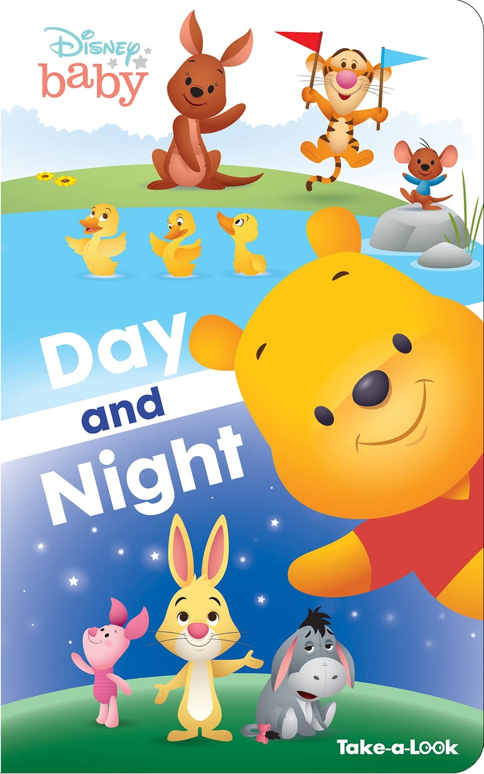Disney Baby Winnie the Pooh  Day and Night TakeaLook Board Book  Look and Find  PI Kids,Used