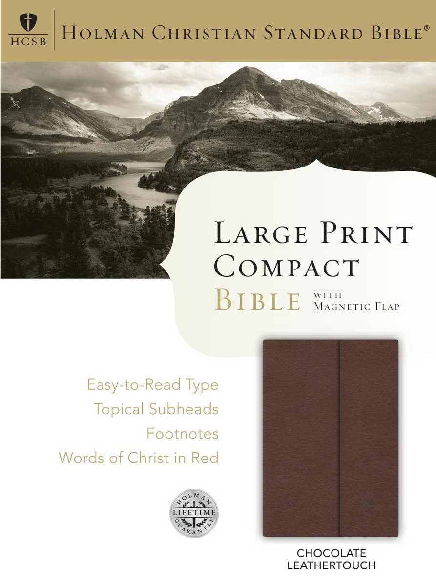 Hcsb Large Print Compact Bible, Chocolate Leathertouch With Magnetic Flap,Used