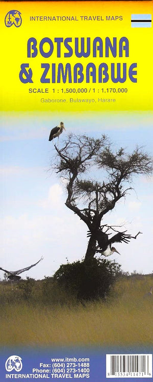 1. Botswana & Zimbabwe Travel Reference Map 1:1,5M/1:1,1M (International Travel Maps),New