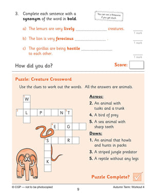 New KS2 English 10Minute Weekly Workouts: Spelling & Vocabulary  Year 4 (CGP KS2 English),Used