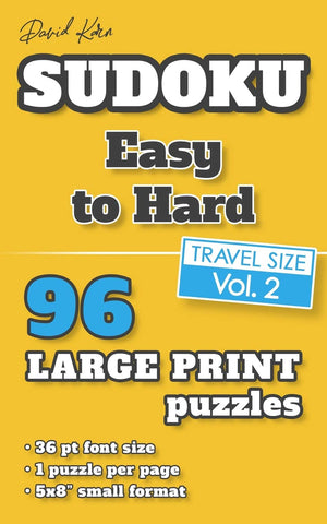David Karn Sudoku  Easy to Hard Vol 2: 96 Puzzles, Travel Size, Large Print, 36 pt font size, 1 puzzle per page,Used