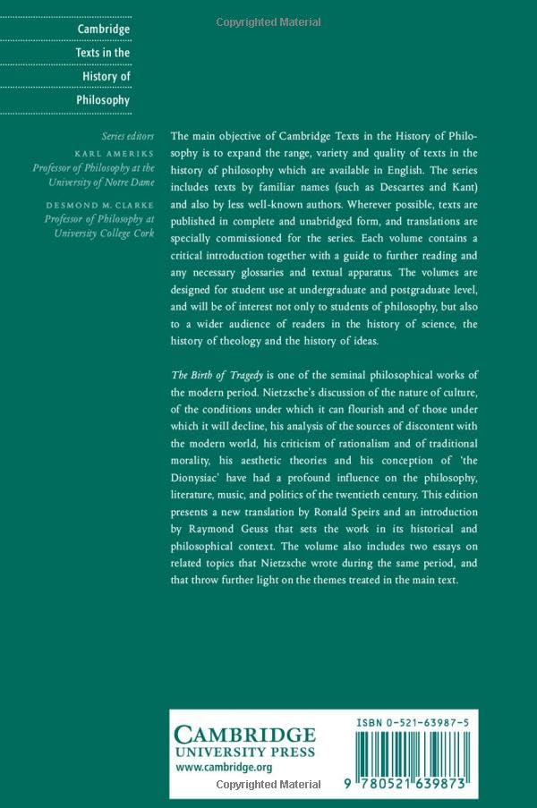 Nietzsche: The Birth Of Tragedy And Other Writings (Cambridge Texts In The History Of Philosophy),New