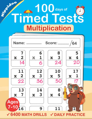 Timed Tests: Multiplication Math Drills, Practice 100 days of speed drills: Digits 012, Grades 35,New
