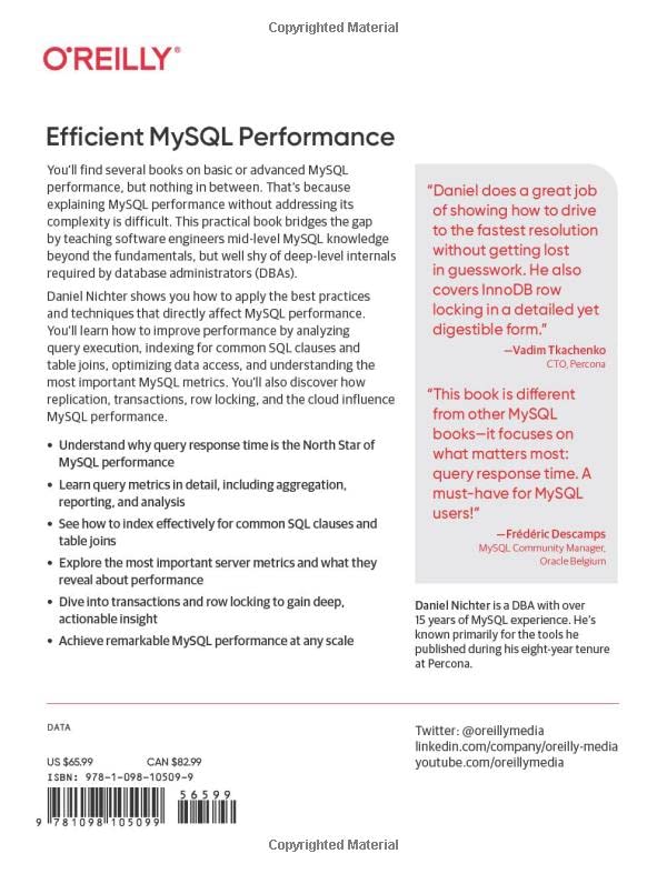 Efficient MySQL Performance: Best Practices and Techniques,Used