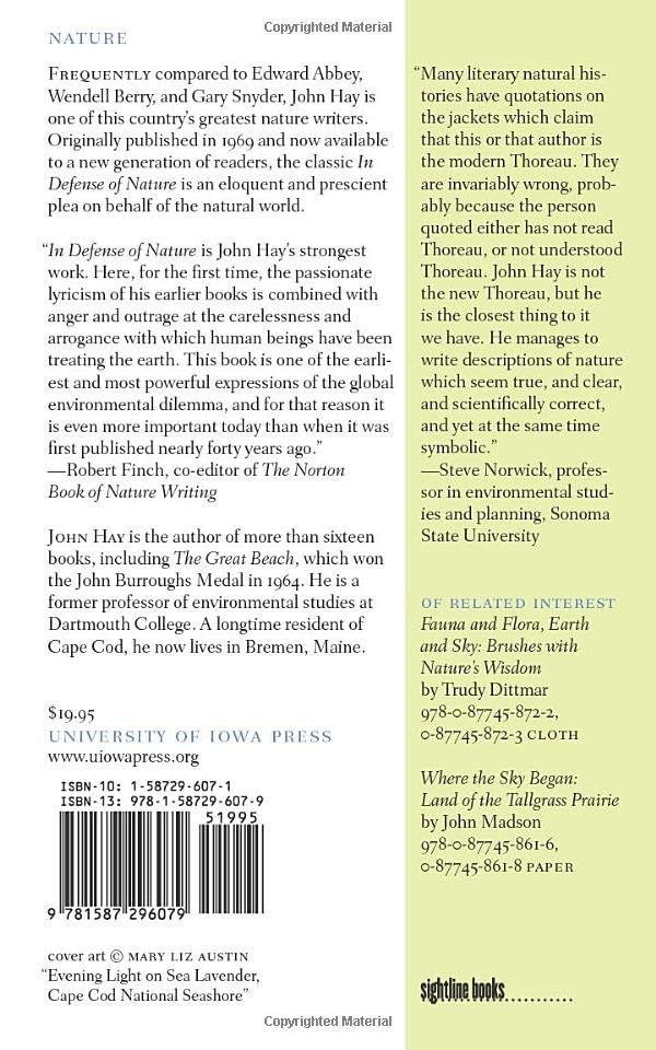 In Defense of Nature (Sightline Books),Used