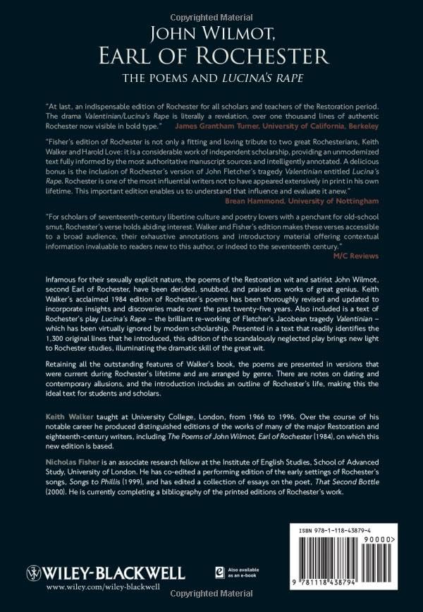 John Wilmot, Earl of Rochester: The Poems and Lucina's Rape,Used