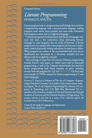 Literate Programming (Lecture Notes) (Volume 27),Used