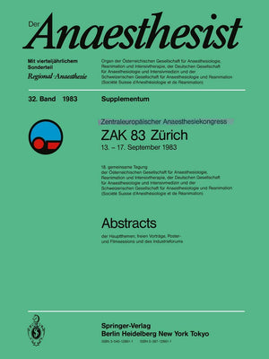 Zentraleuropischer Anaesthesiekongress ZAK 83 Zrich: 13.17. September 1983 (German Edition),Used