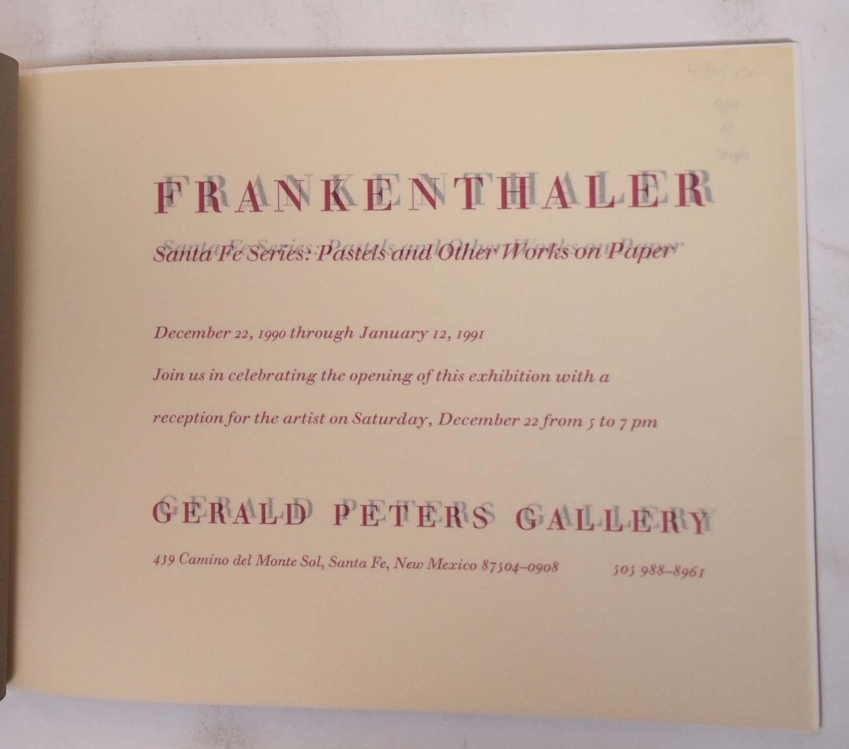 Frankenthaler: Santa Fe Series : Pastels And Other Works On Paper