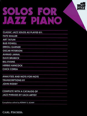 Solos for Jazz Piano (All That Jazz Ser.),Used