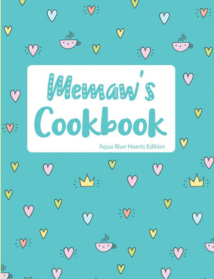 Memaw's Cookbook Aqua Blue Hearts Edition,Used