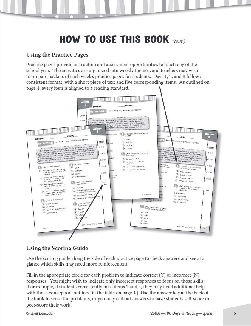 180 Days: Reading for 3rd Grade Spanish Practice Workbook for Classroom and Home, Cool and Fun Practice Created by Teachers (180,Used
