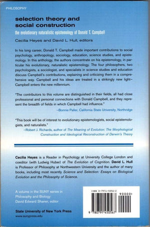 Selection Theory and Social Constr: The Evolutionary Naturalistic Epistemology of Donald T. Campbell (Suny Philosophy and Biolog,Used