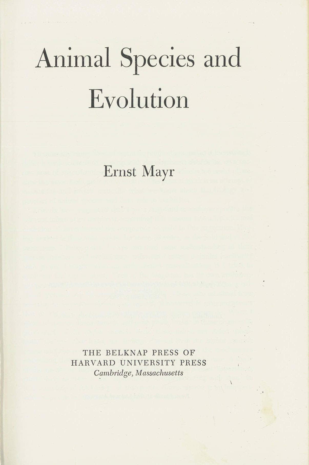 Animal Species and Evolution
