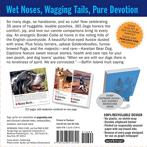 365 Dogs PageADay Calendar 2023: The World's Favorite Dog Calendar,Used